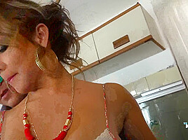 Extremely Busty Babe getting ASS FUCKED in the kitchen