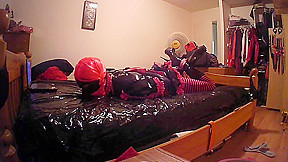 Sissy escapes self hogtie