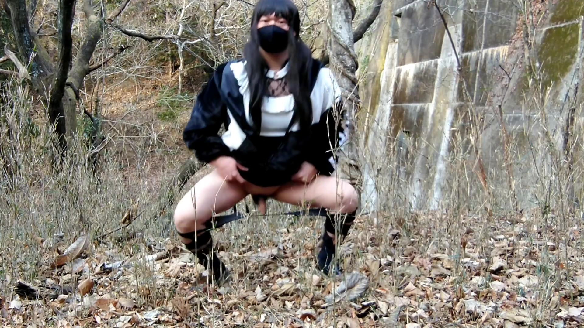 Masturbation Perverted Transgender Tearing Clothes In An Abandoned House In The Forest