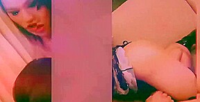 Tattooed Ladyboy in Tight Grey Dress Plays wit
