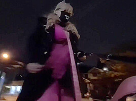 Leashed Pink Slut Flashes And Cums In Public