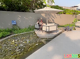 Young Thai girl gets a special threesome experience