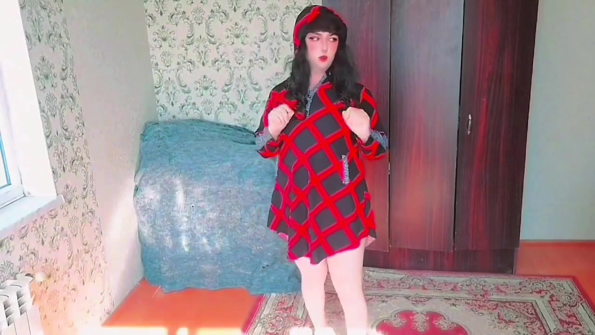 Big White Sissy Ass Crossdresser Slut Twink Gay Fem Boy Lady Boy Emo Style Flowered Sexy Dress
