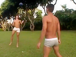 Babe With Cute Butt Sucks Three Cocks